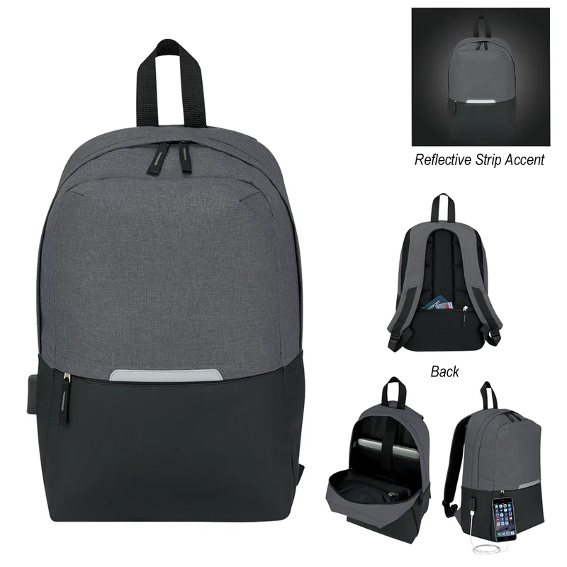 Travel Computer Backpack, USB Charging Port, Double Zipper, Computer Bag for Men & Women — view 3