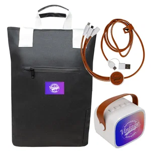 Travel Kit: Tote Backpack, Wireless Speaker, Charging Cable