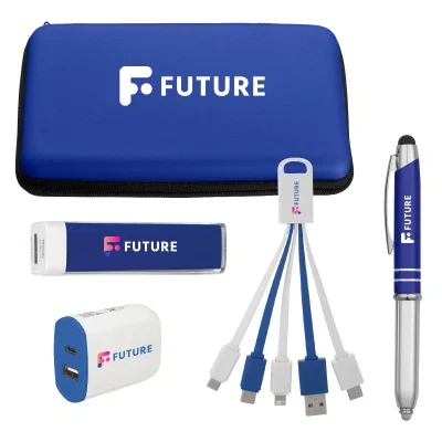 Travel tech kit with a case and small accessories