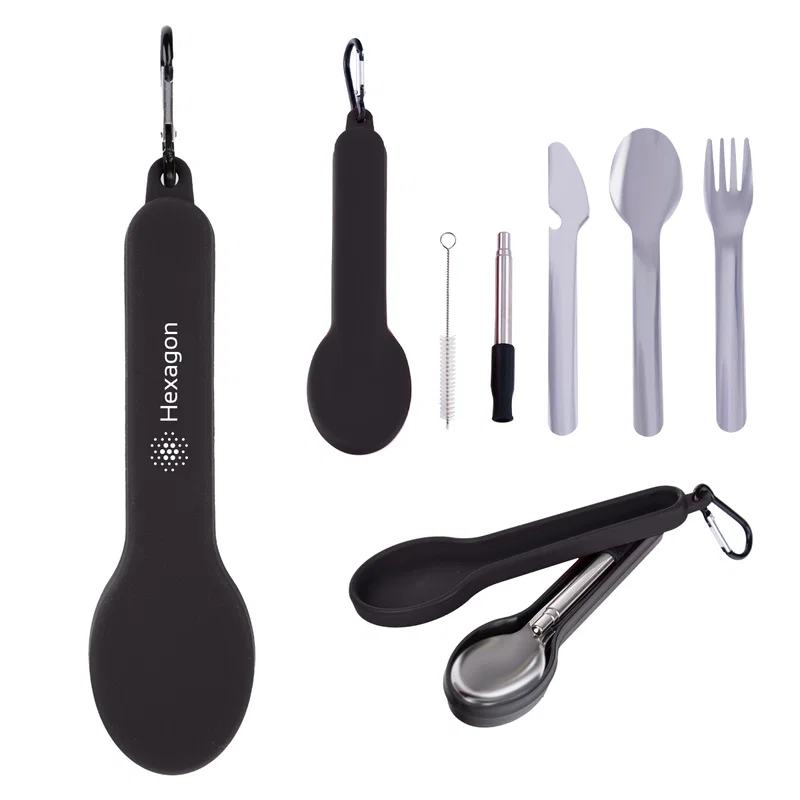 Travel Utensil Set With Silicone Holder — view 1