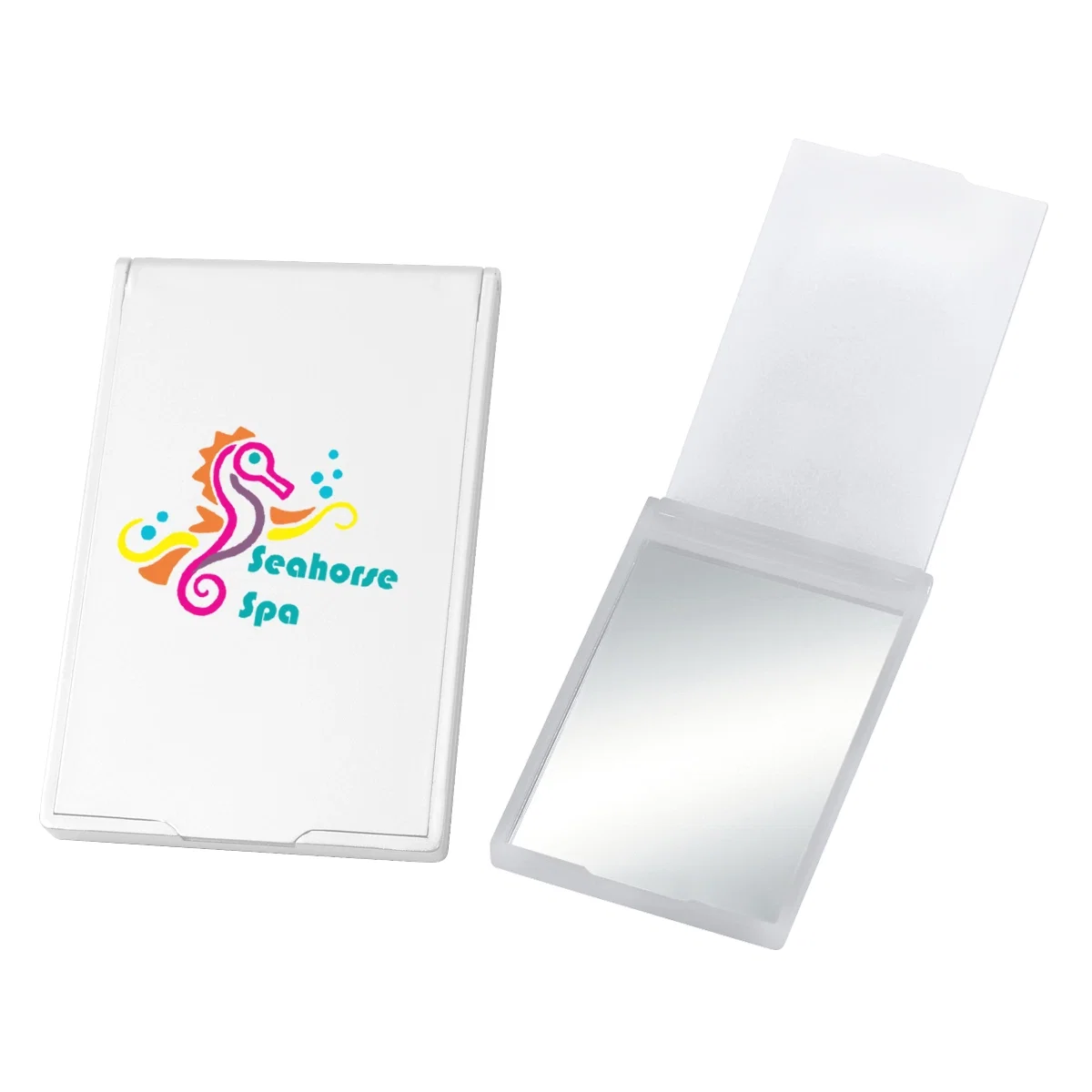 Small travel vanity mirror with a stand that props it upright