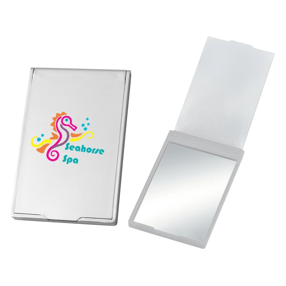 Compact standing mirror shown in full from a short distance