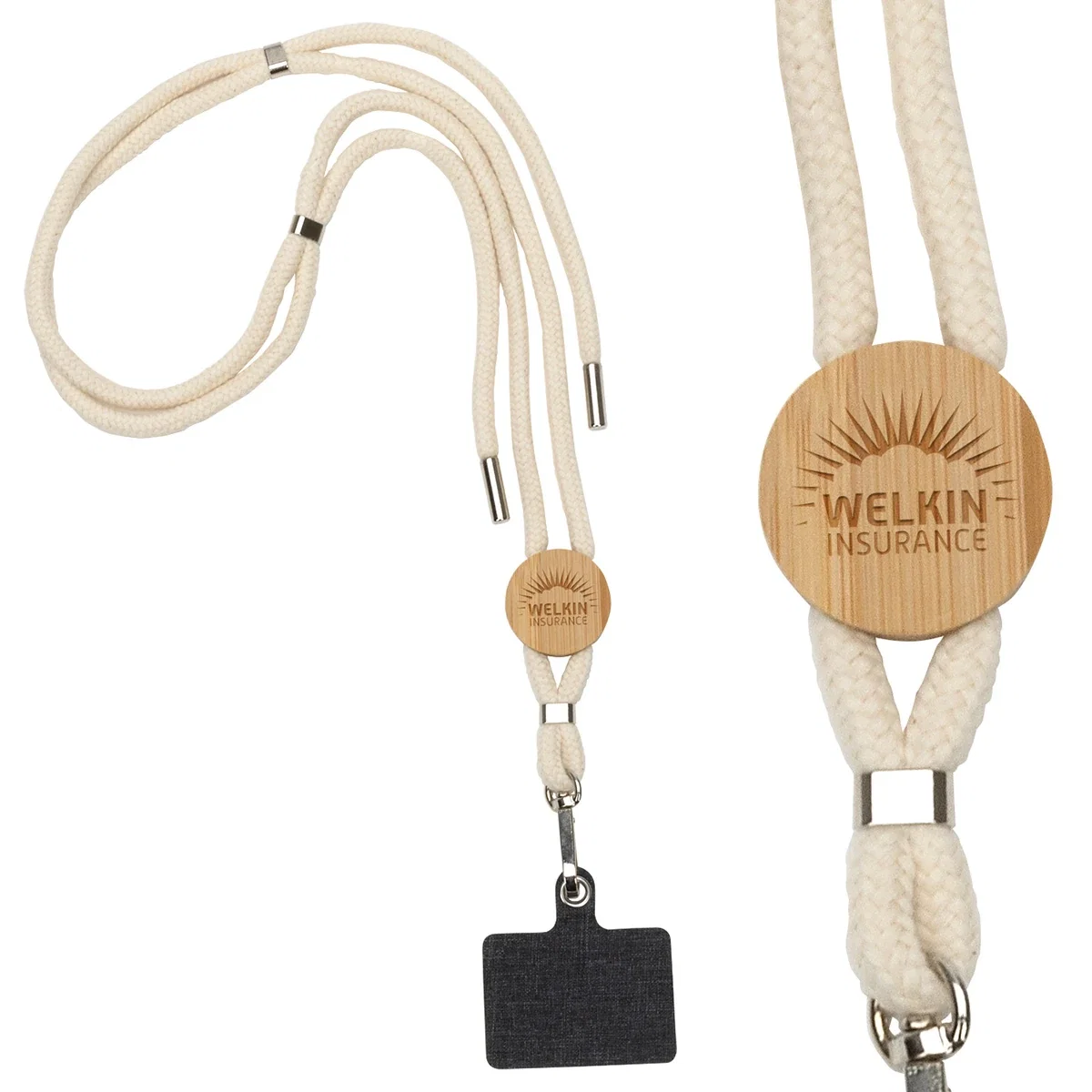 Custom Traveler Adjustable Phone Carrier & Lanyard, front view of the branded phone holder