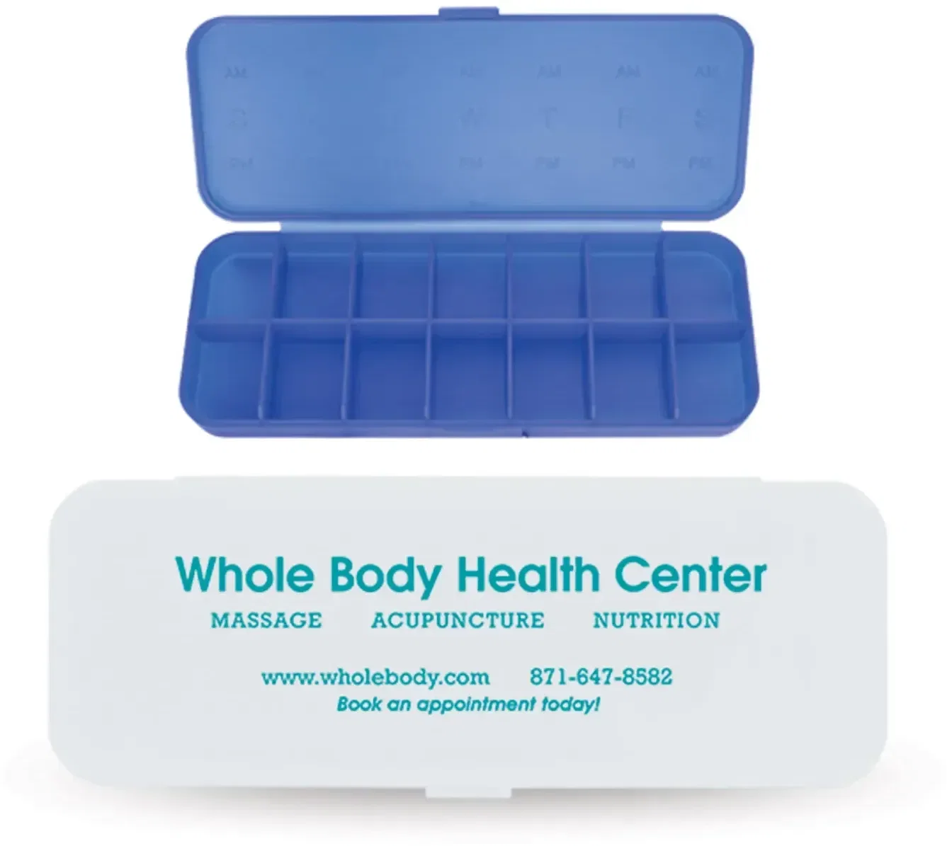 Traveler's All-Week AM/PM Pill Box custom-printed with a logo — view 3
