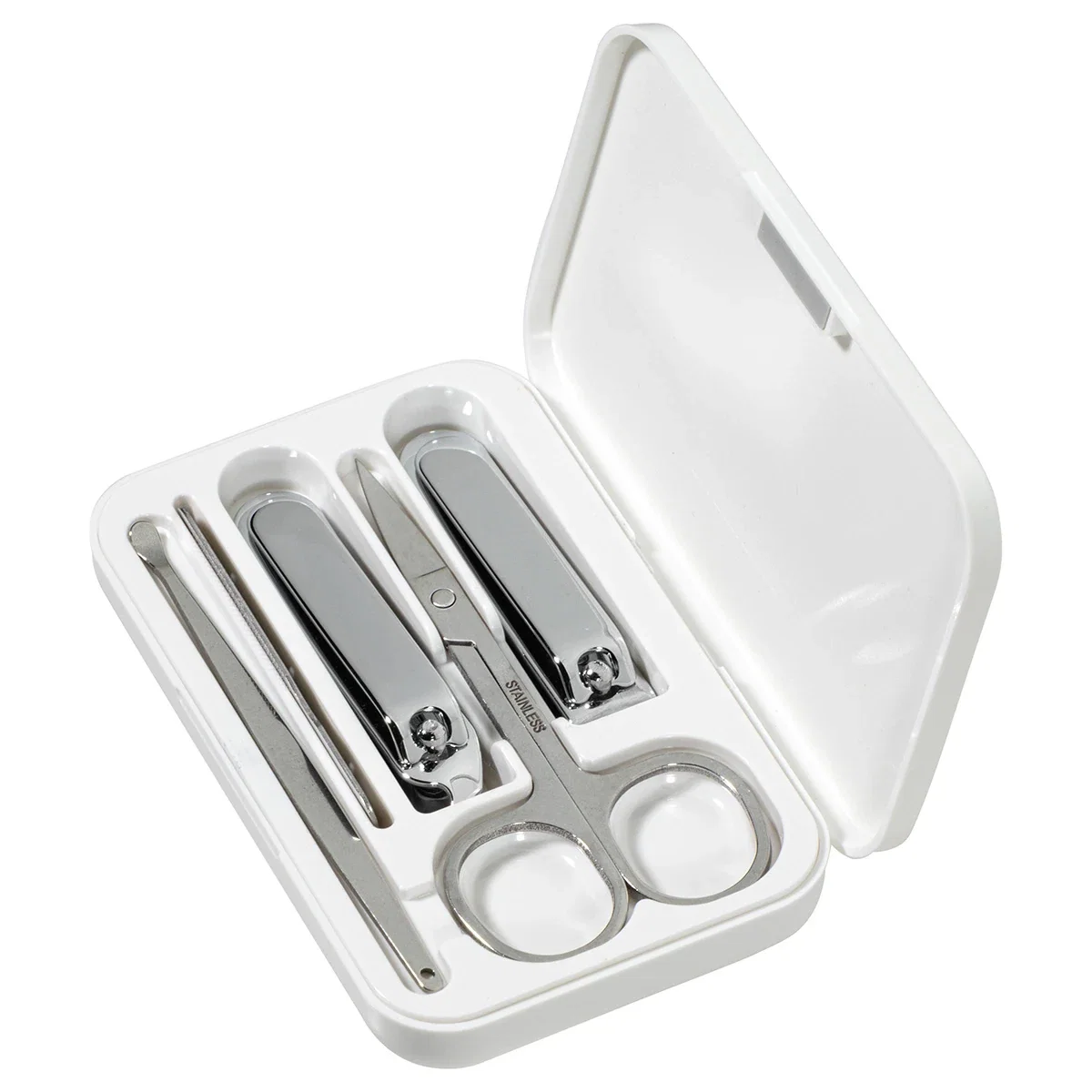 Close-up of the custom TravelMate Manicure Kit's logo imprint area