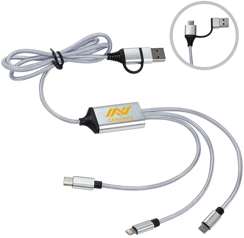 Traverse light-up charging cable, custom logo imprint area detail