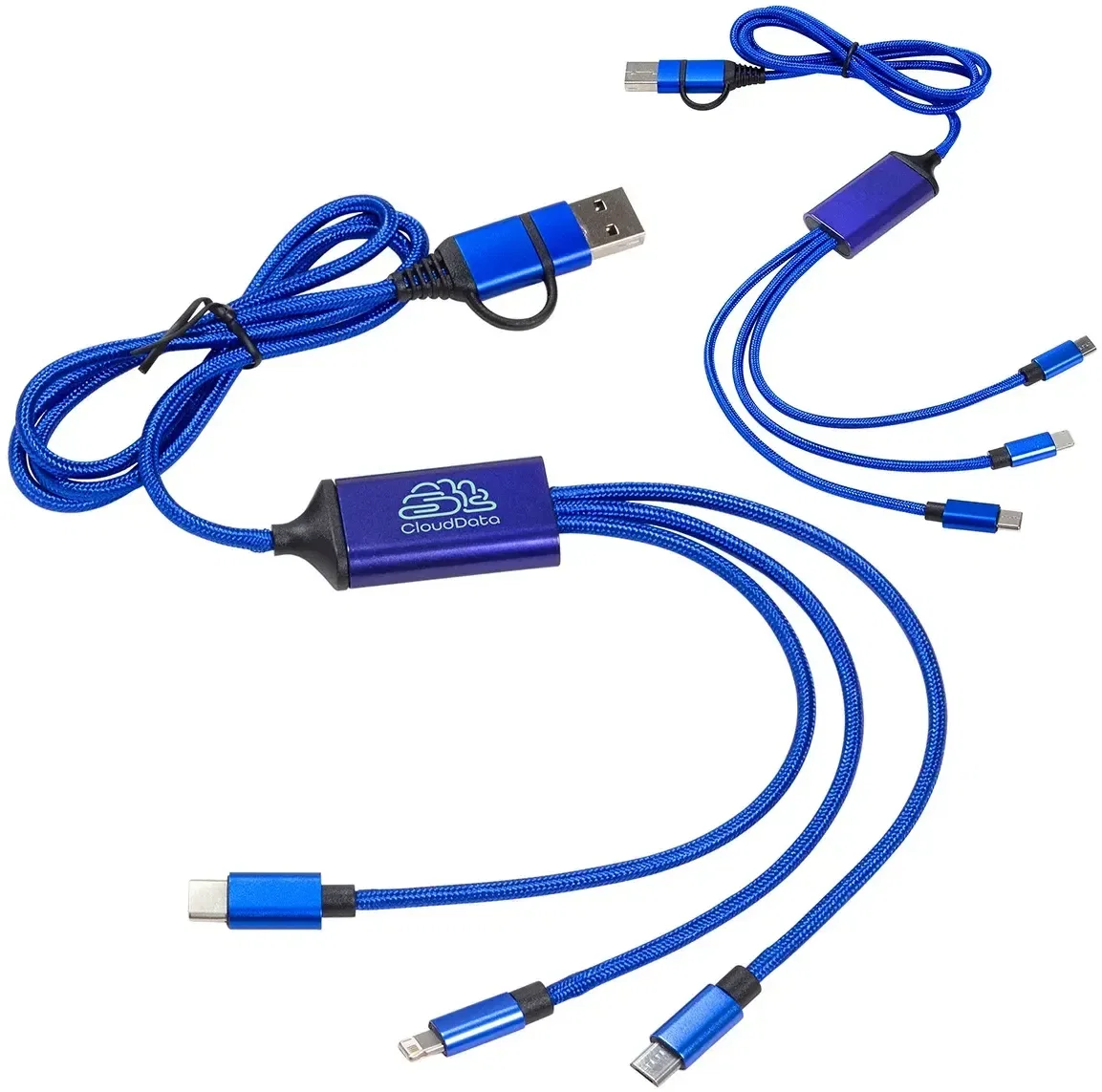 Branded Traverse light-up charging cable, connector tips detail