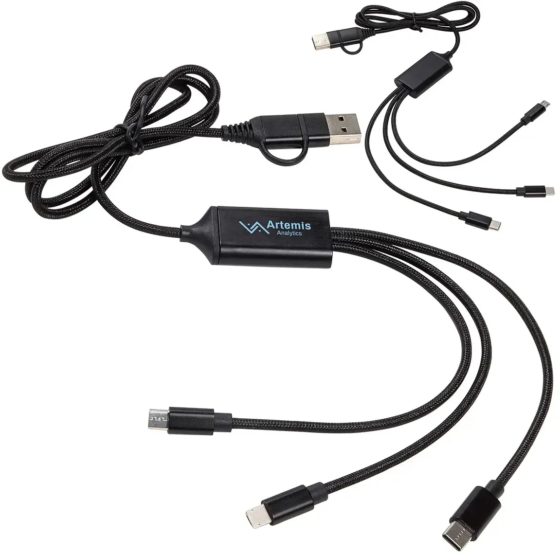 Promotional Traverse braided charging cable coiled, top view