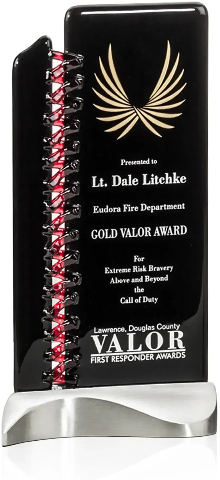 Custom Glass Track Award with Metal Base — view 2