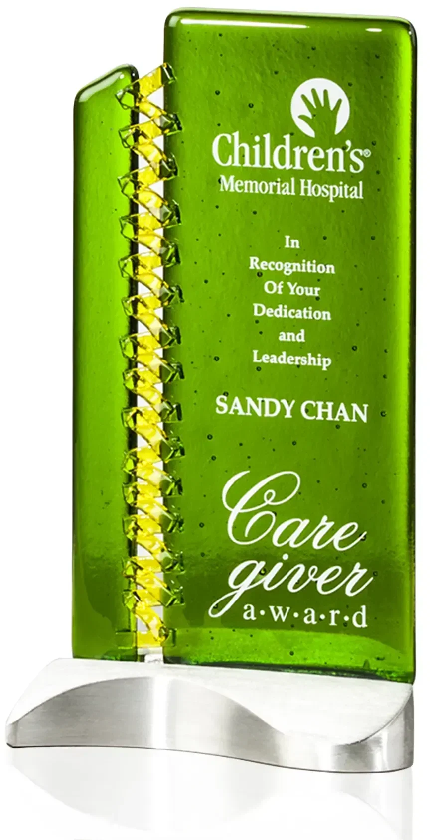 Custom Glass Track Award with Metal Base — view 3