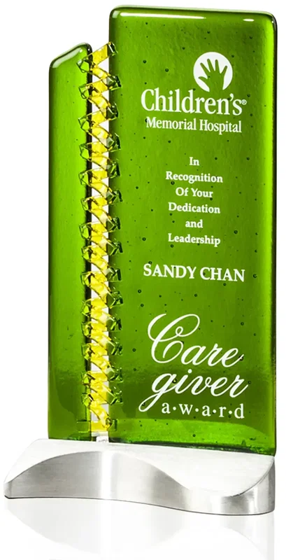 Custom Glass Track Award with Metal Base — view 3