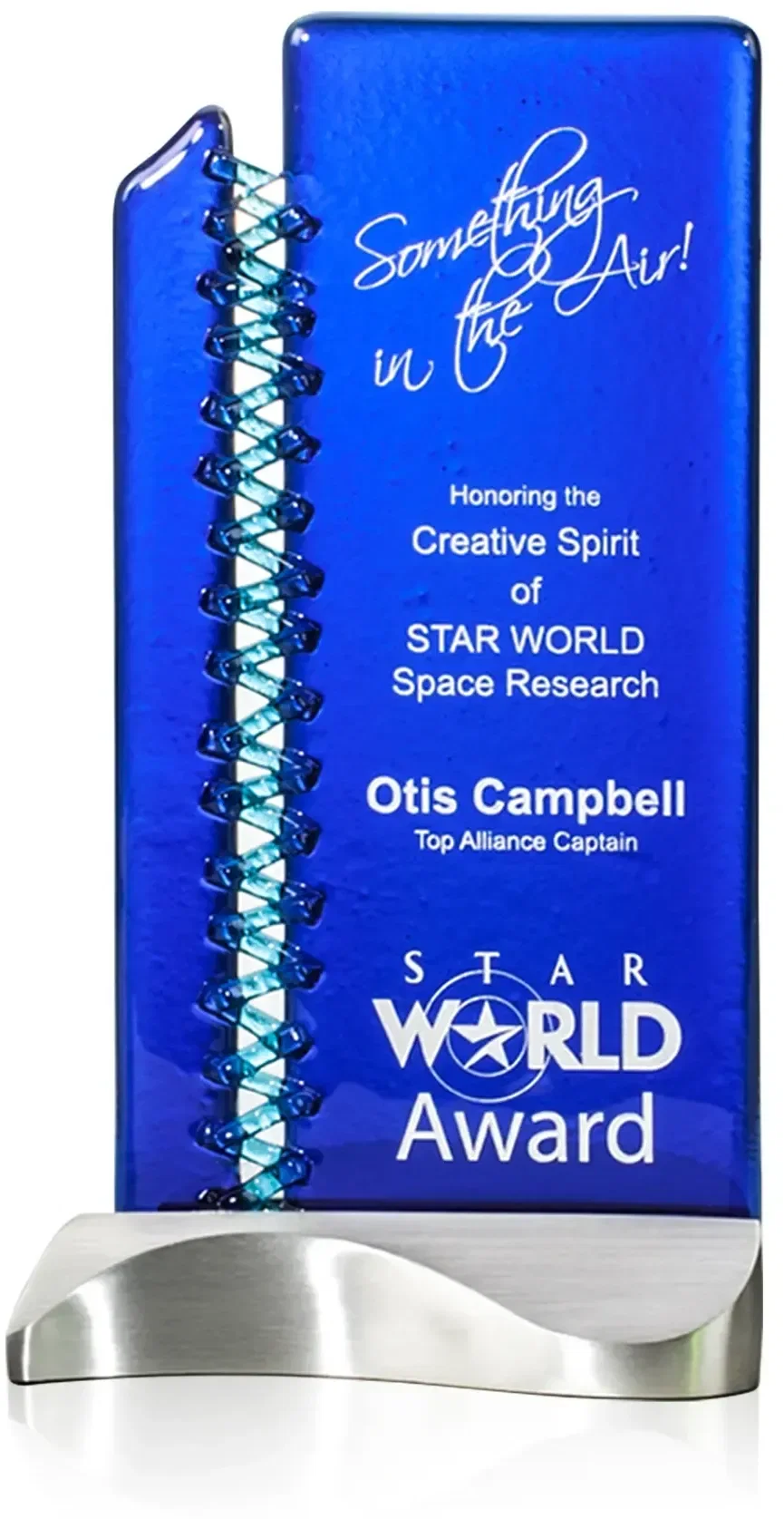 Custom Glass Track Award with Metal Base — view 4