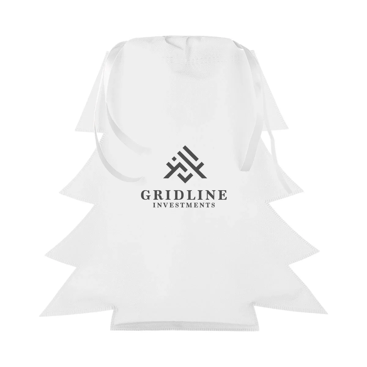 Front view of the tree shaped gift bag on a plain background