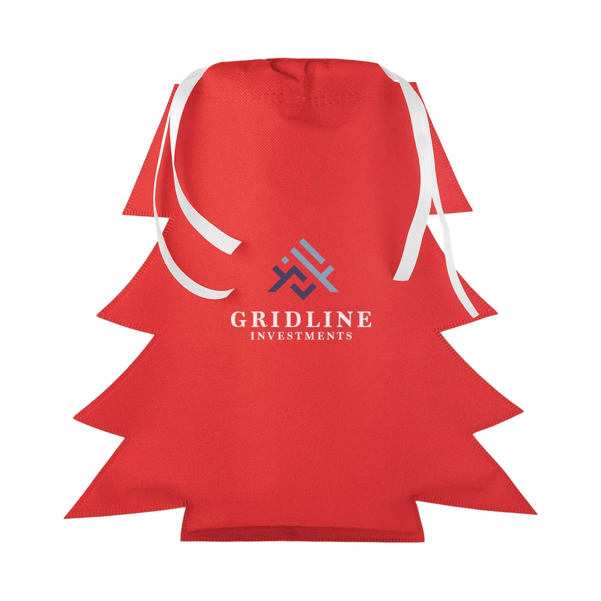 Side profile of the tree shaped gift bag showing its overall shape