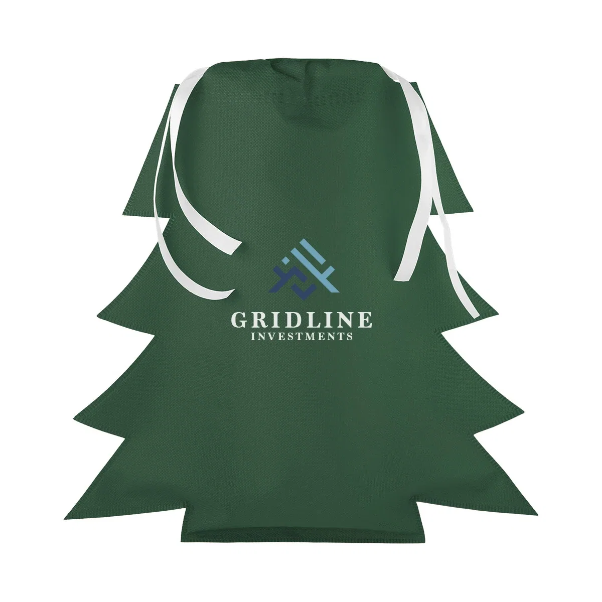 Angled shot of the tree shaped gift bag with the base visible
