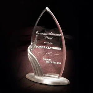 Arched Acrylic Award on Triple Curved Metal Arm Base