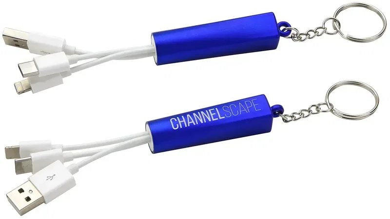 Branded Light-Up Charging Cable with Keychain — view 2