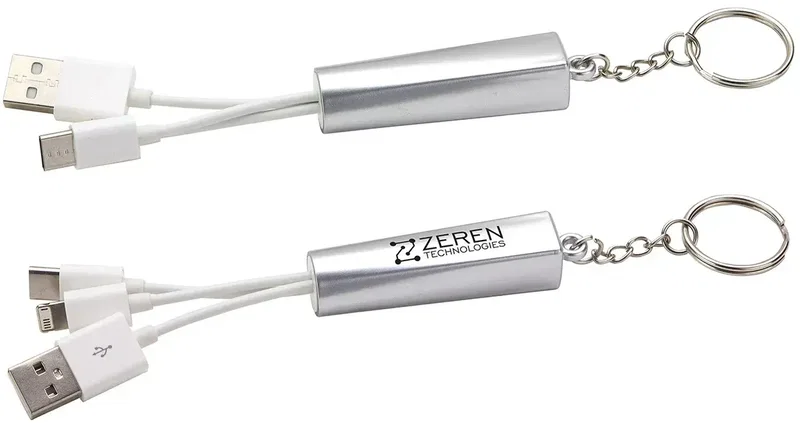 Branded Light-Up Charging Cable with Keychain — view 3