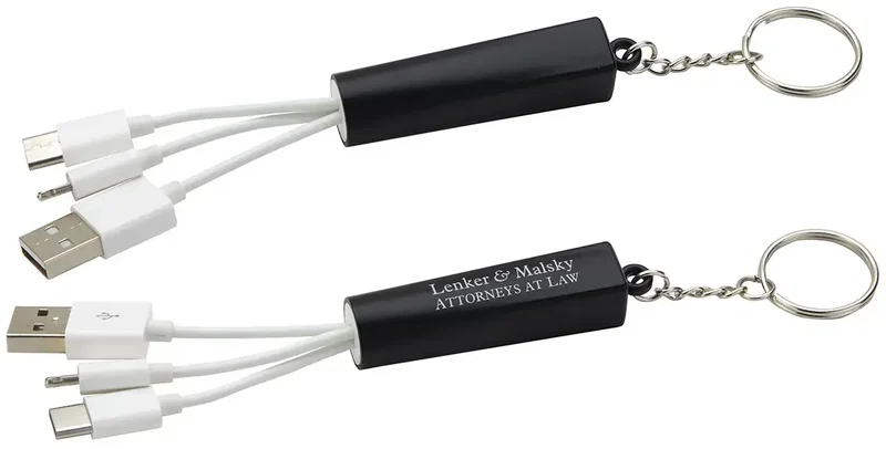 Branded Light-Up Charging Cable with Keychain — view 5