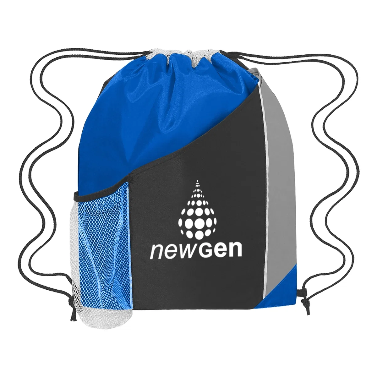 Tri-color drawstring sports pack shown from the front