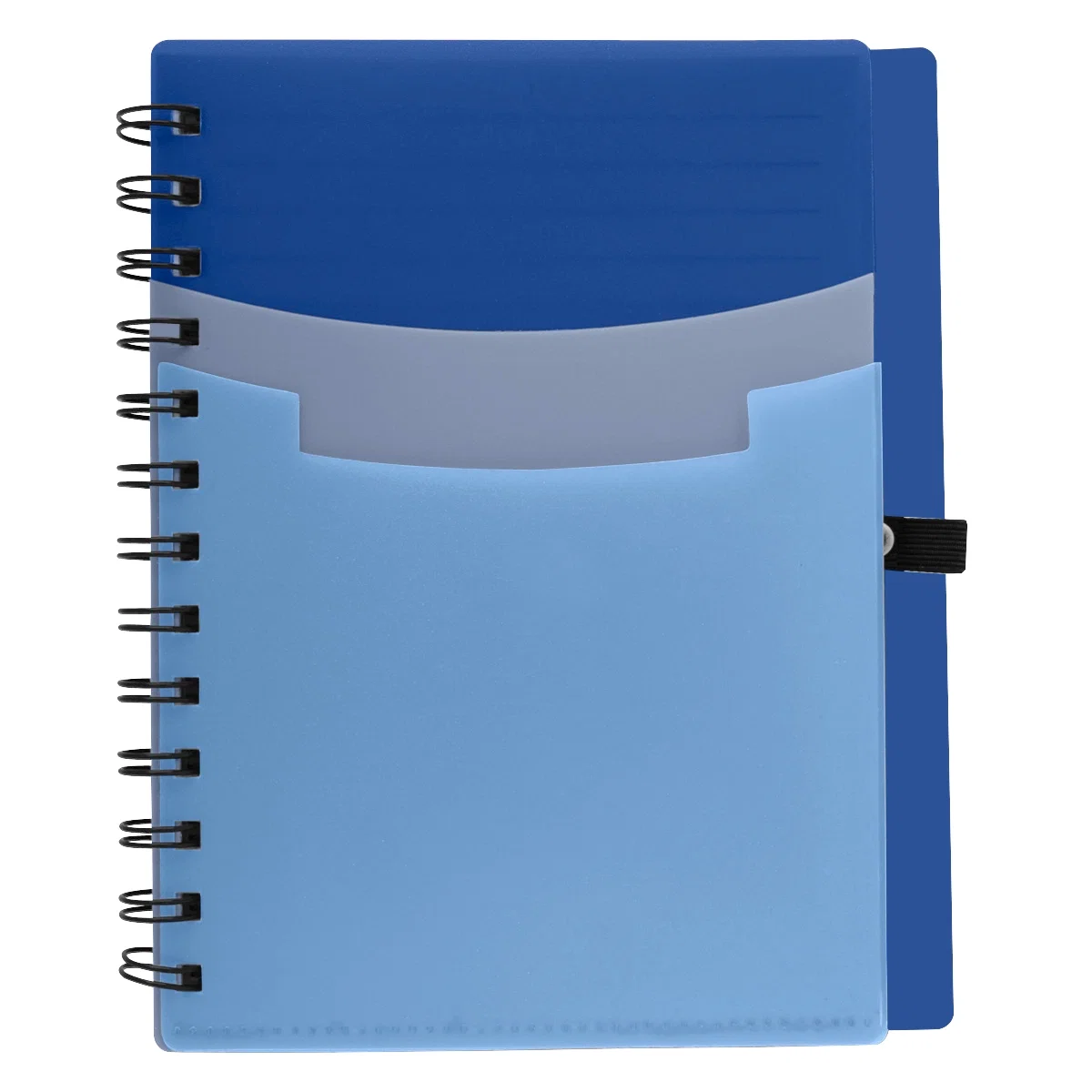 Orange notebook with its front flap folded back
