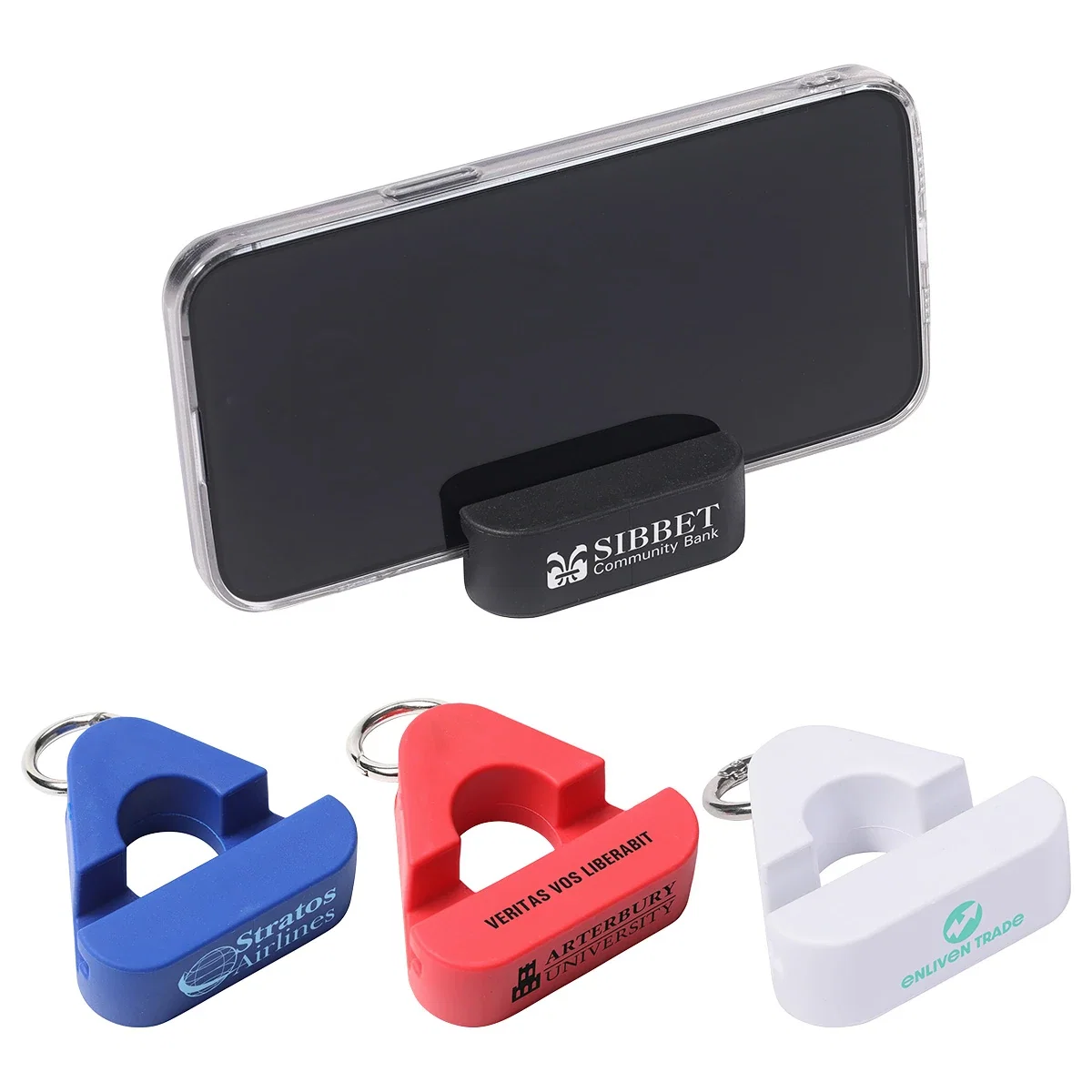 Custom Triangle Phone Stand, front view of the branded phone stand
