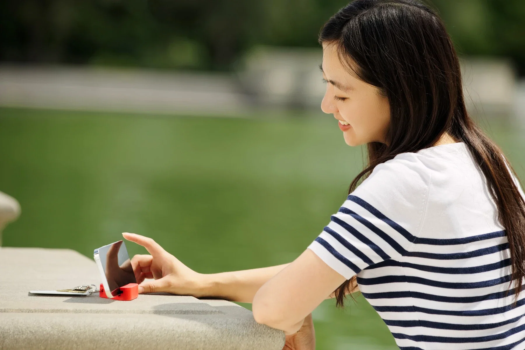 Triangle Phone Stand in use