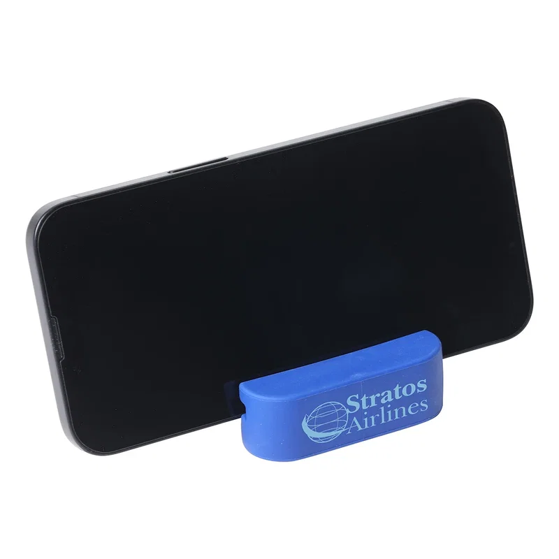 Close-up of the custom logo imprint area on the Triangle Phone Stand