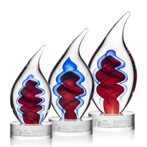 Glass Flame Award in Blue, Clear, or Red