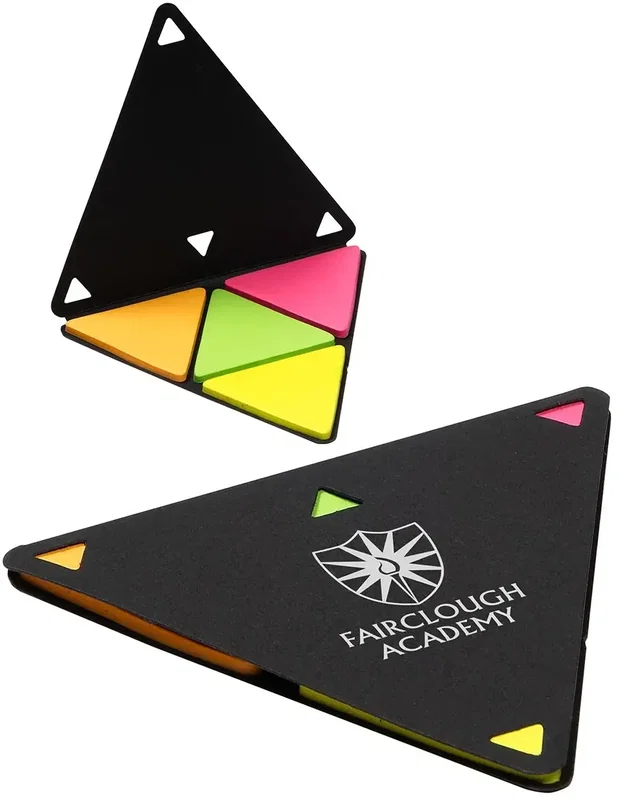 Trine Triangular Sticky Note Holder, custom branded triangle sticky note pad for a desk