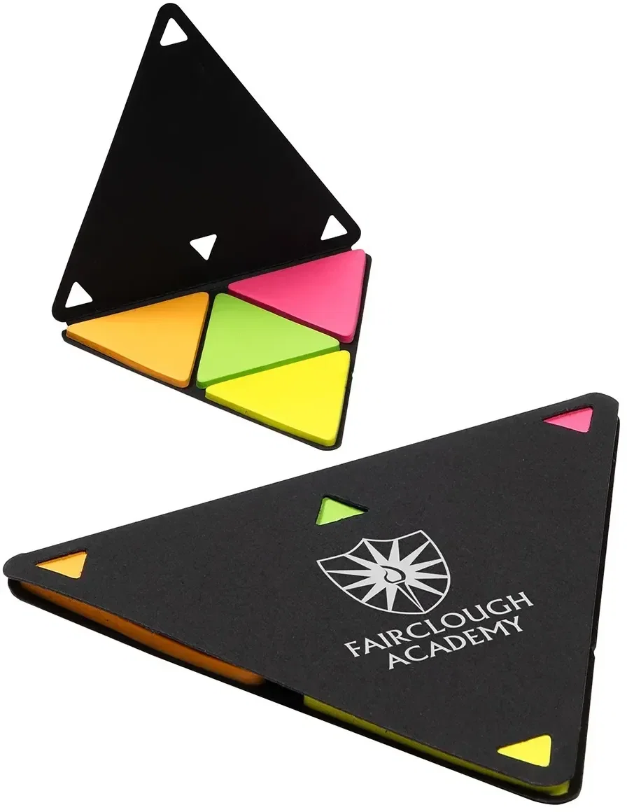 Trine Triangular Sticky Note Holder, custom branded triangle sticky note pad for a desk