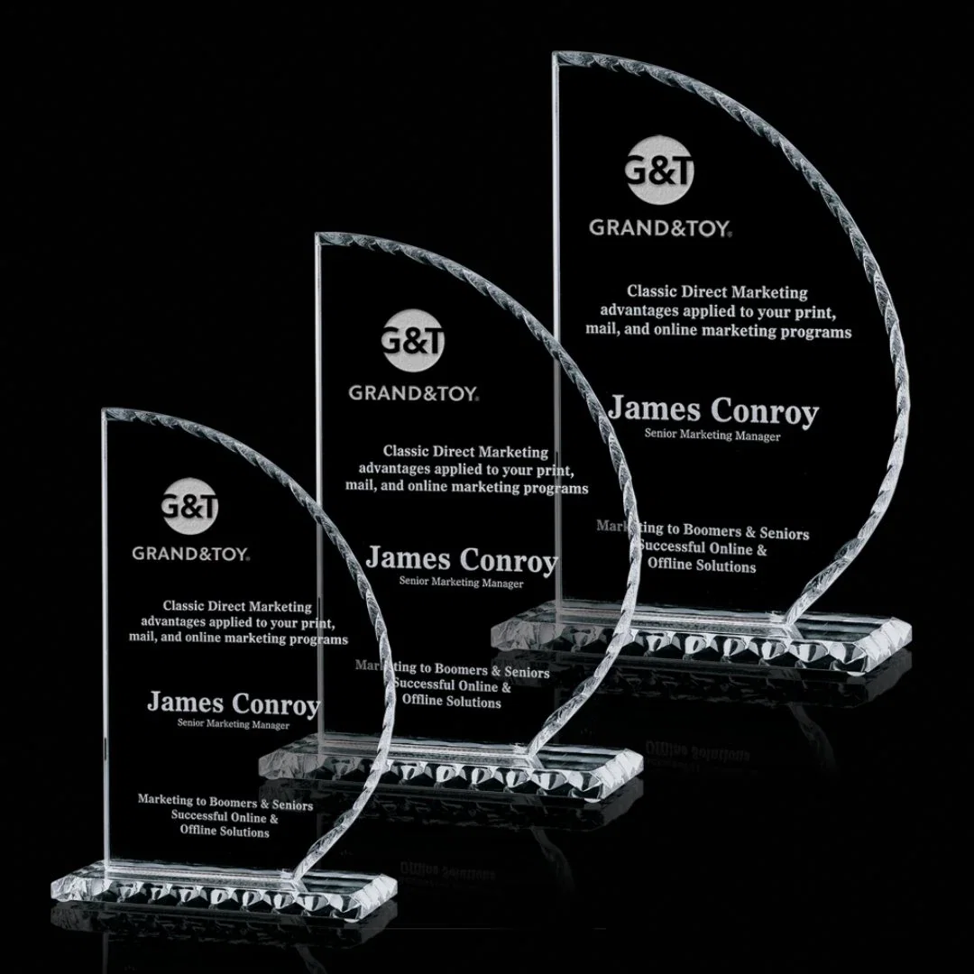 Custom Jade Glass Sail Award - Trinidad for employee recognition