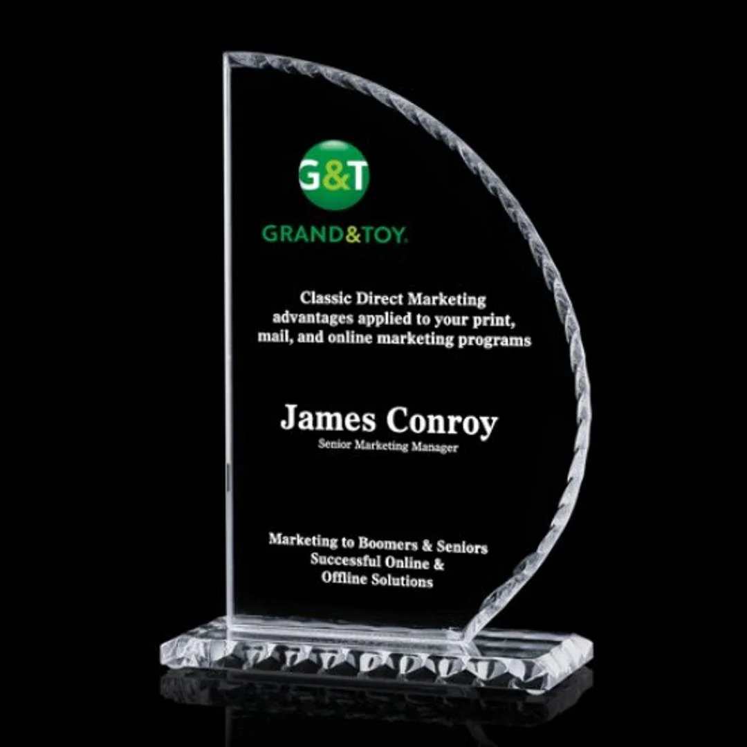 Custom Jade Glass Sail Award - Trinidad for corporate award ceremonies