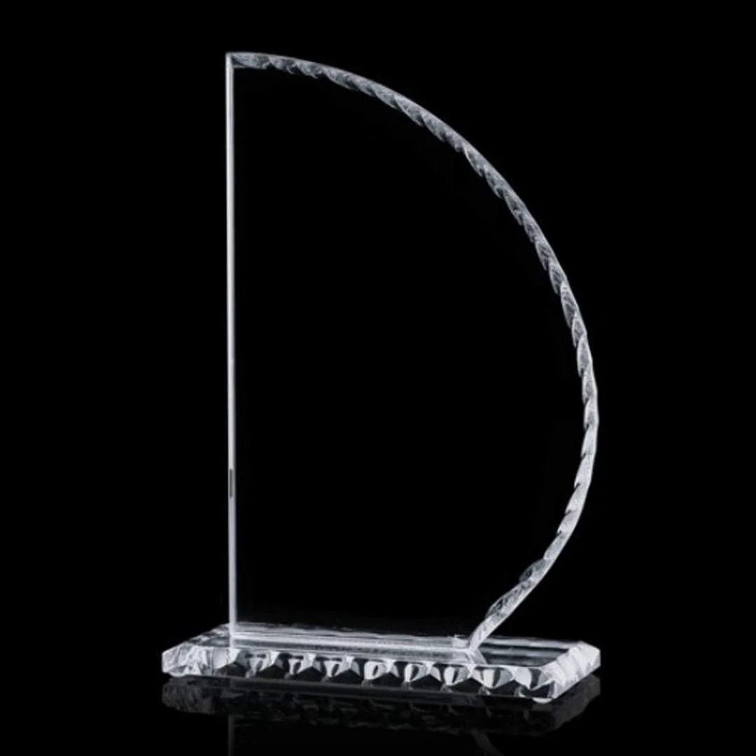 Custom Jade Glass Sail Award - Trinidad for service anniversary gifts