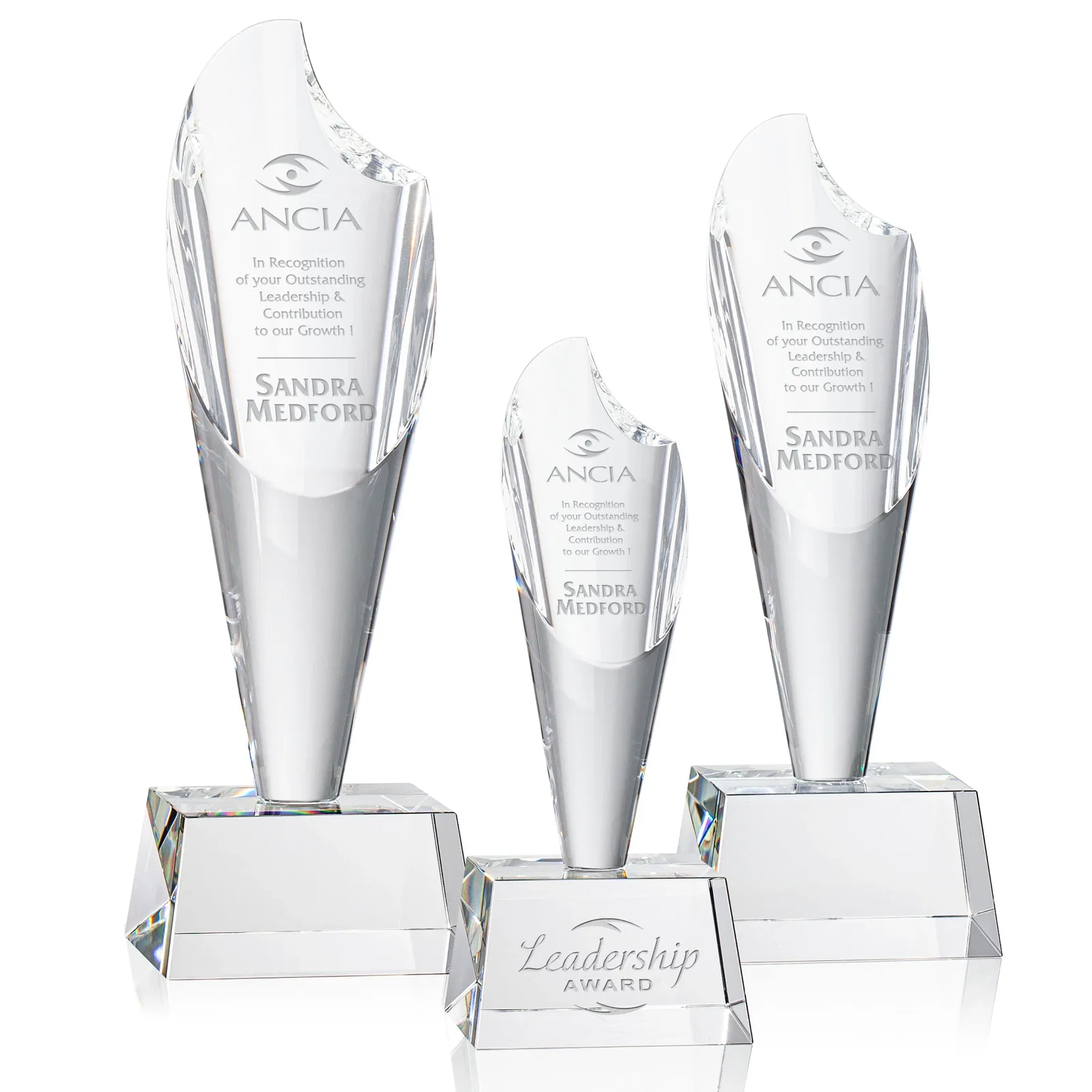 Custom Optical Crystal Torch Flame Award for employee recognition