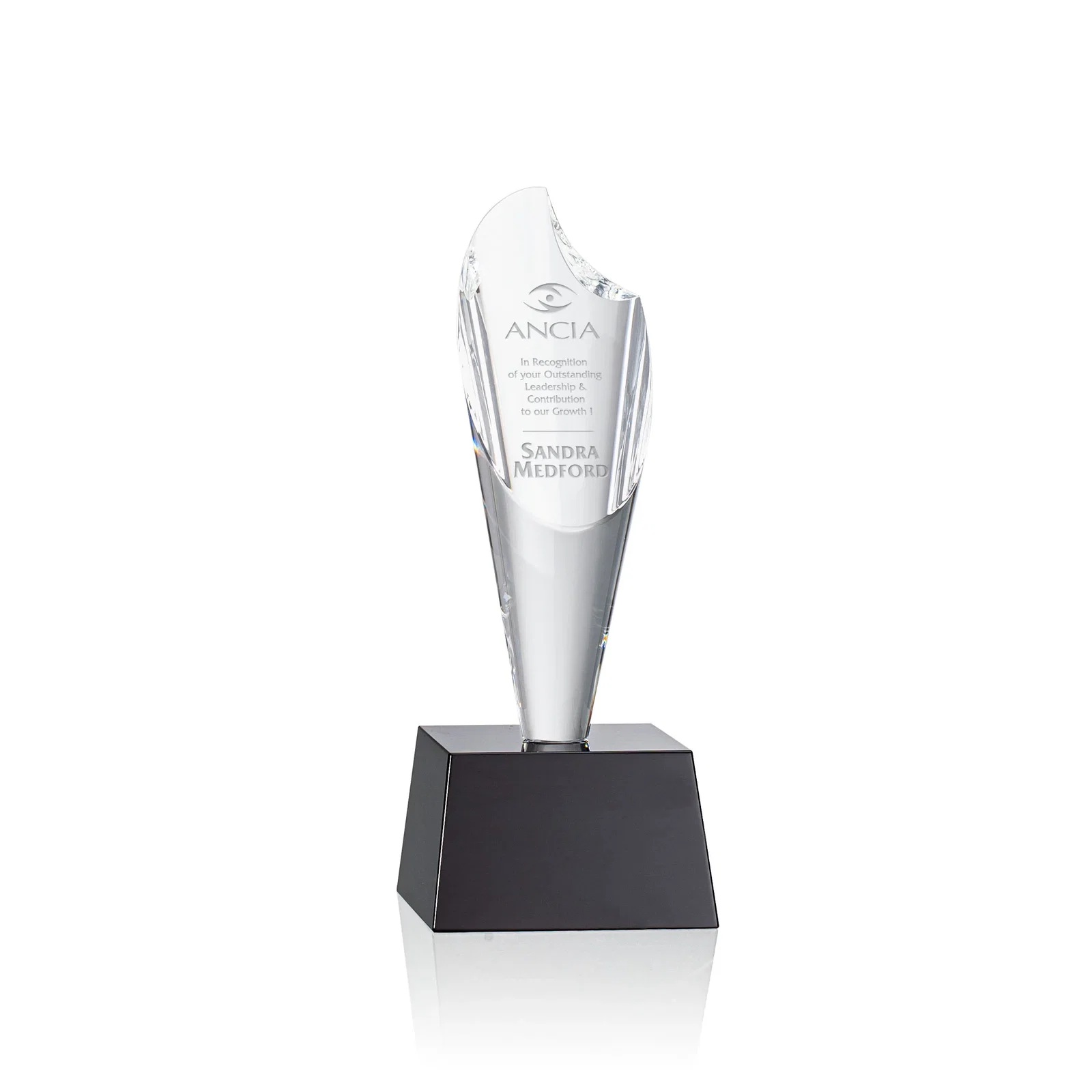 Custom Optical Crystal Torch Flame Award for volunteer appreciation