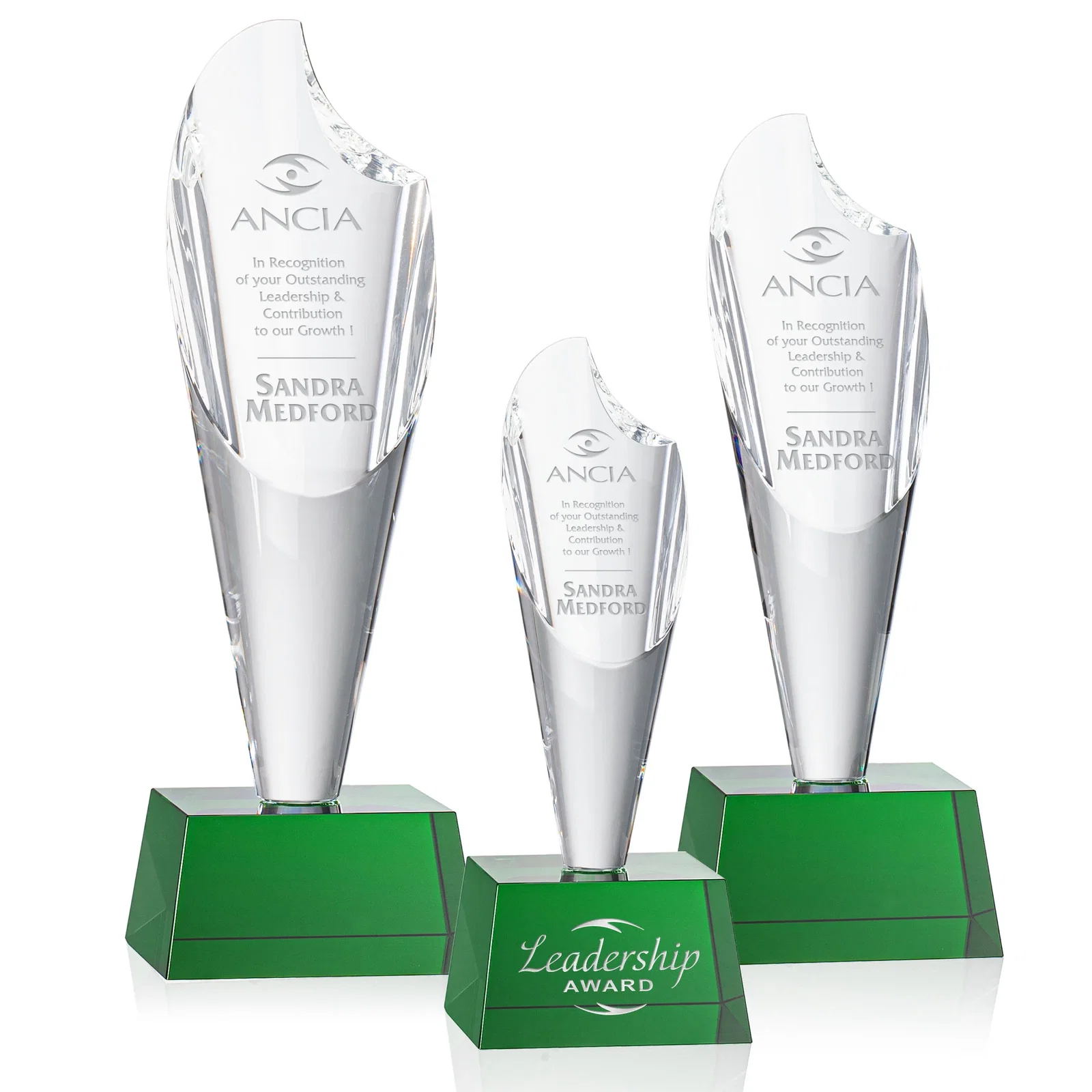 Custom Optical Crystal Torch Flame Award for retirement presentations