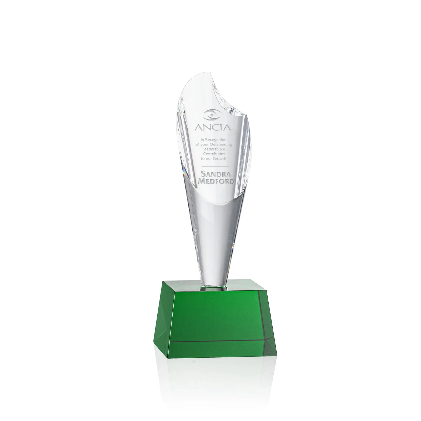 Custom Optical Crystal Torch Flame Award for team milestone celebrations