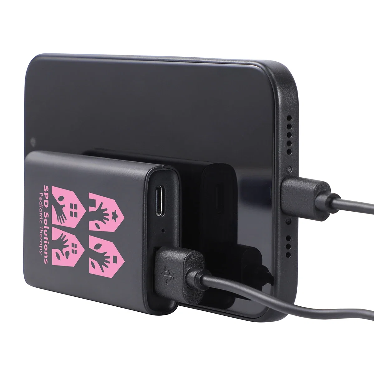 Close-up of the Triumph Power Bank's logo imprint area