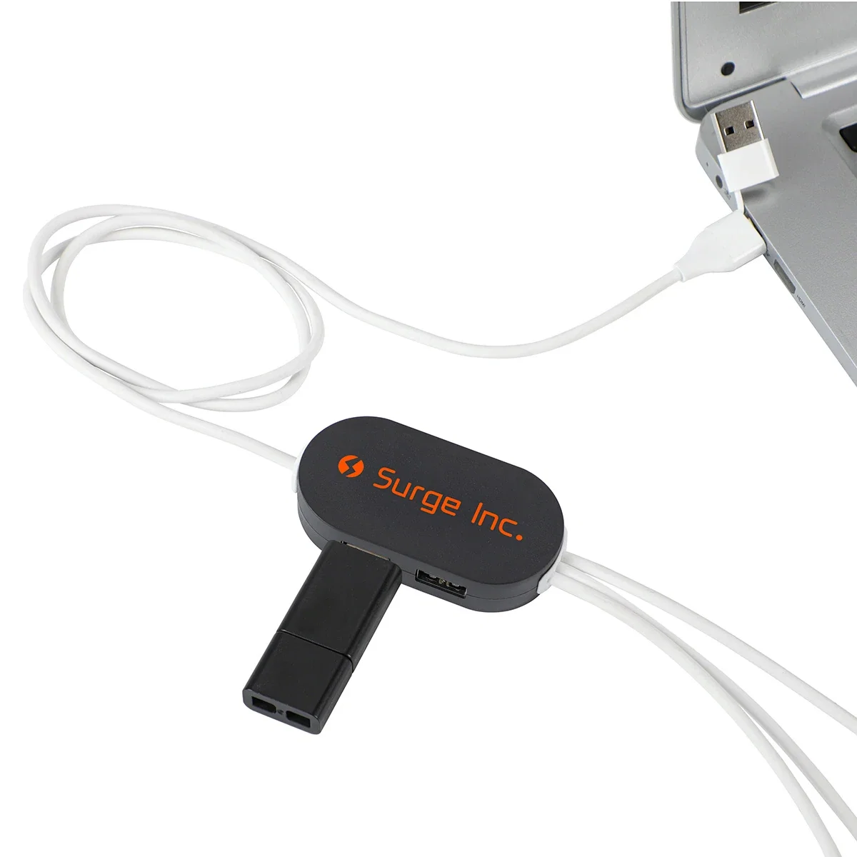Close-up of the Triumph Charging Hub's 4-port USB connections and recycled casing