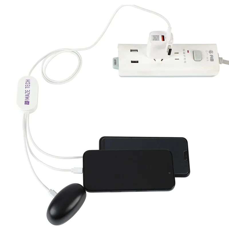 Top-down view of the Triumph 3-in-1 Charging Cable with 4-Port USB Hub
