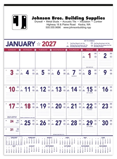 Triumph® Calendars Patriotic Contractor Memo Calendar