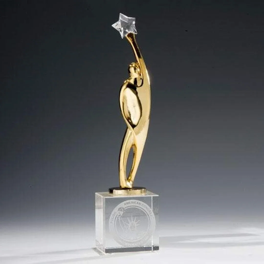 Custom Triumph Award on Optical Base for team milestone celebrations