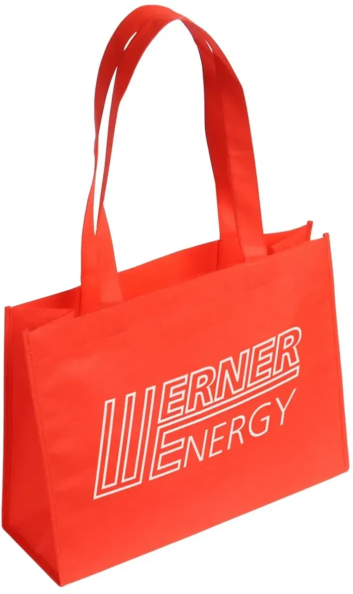 Custom non-woven tote bag shown in blue for logo promotions