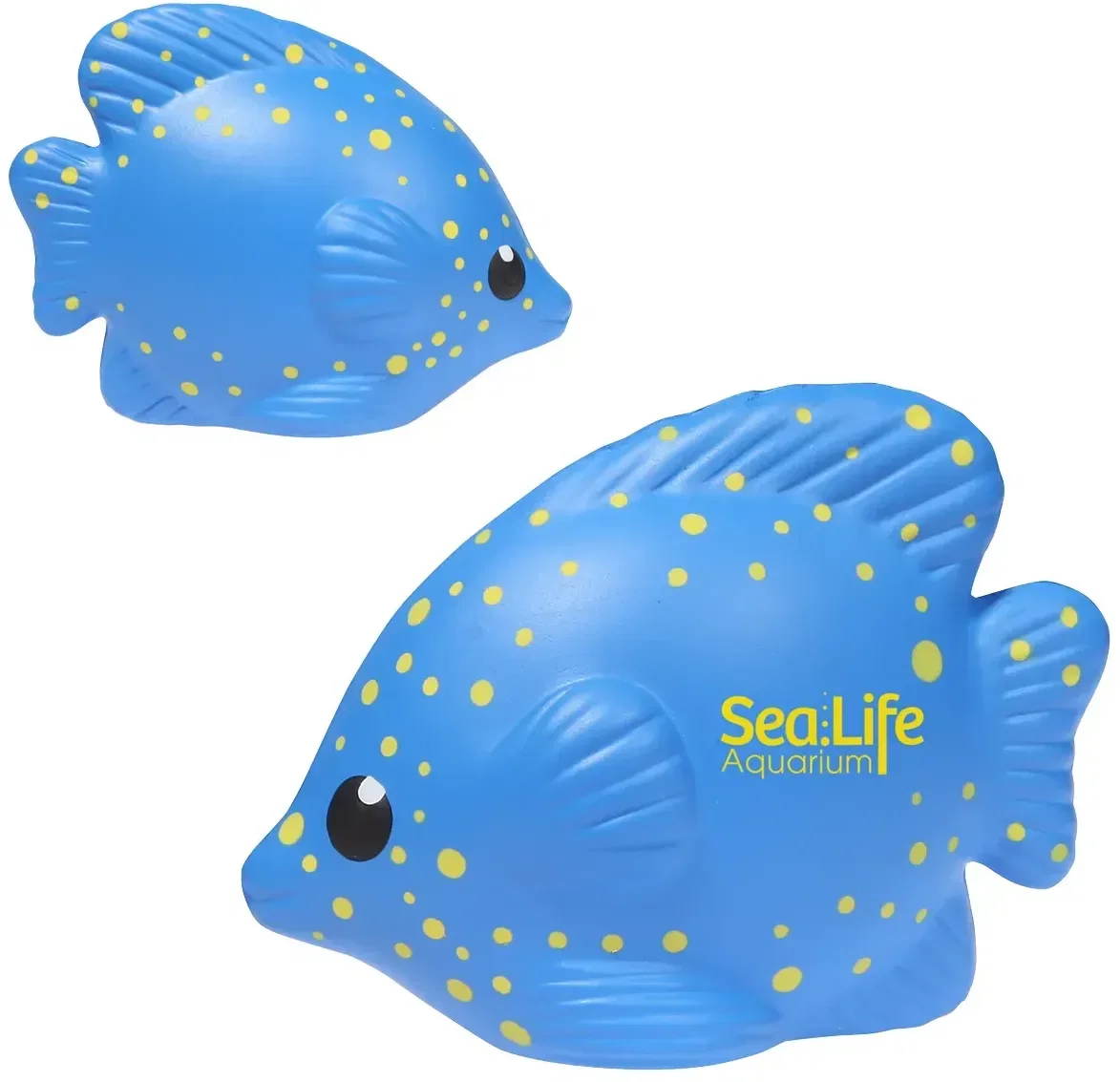 Tropical Fish Stress Reliever close-up of the imprint area on the custom promotional squeeze toy