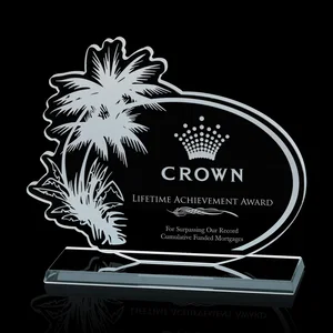 Starfire Crystal Award with Palm Tree Grove