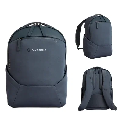 Compact rPET backpack in black shown from the front