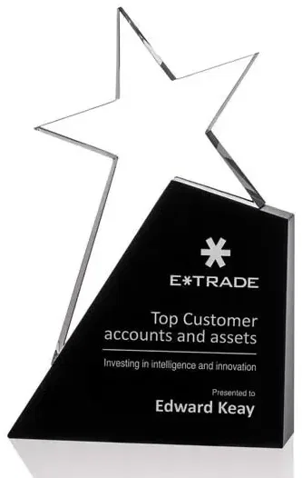 Custom Engraved Shooting Star Crystal Award - Black & Clear — view 2