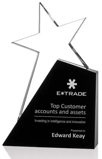 Custom Engraved Shooting Star Crystal Award - Black & Clear — view 3