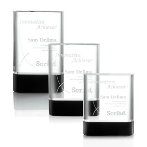 Clear and Black Optical Crystal Rounded Award